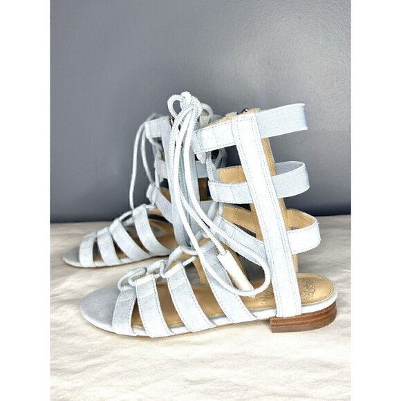 Vince Camuto Helayn Gladiator Sandals Women's Size 6.5 / 36.5 Light Blue Suede - Picture 6 of 14